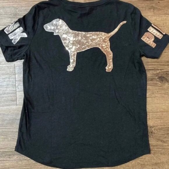 VS PINK OMBRÉ BLING DOGGY TSHIRT / YOGA LEGGINGS OUTFIT SET M - Picture 4 of 11